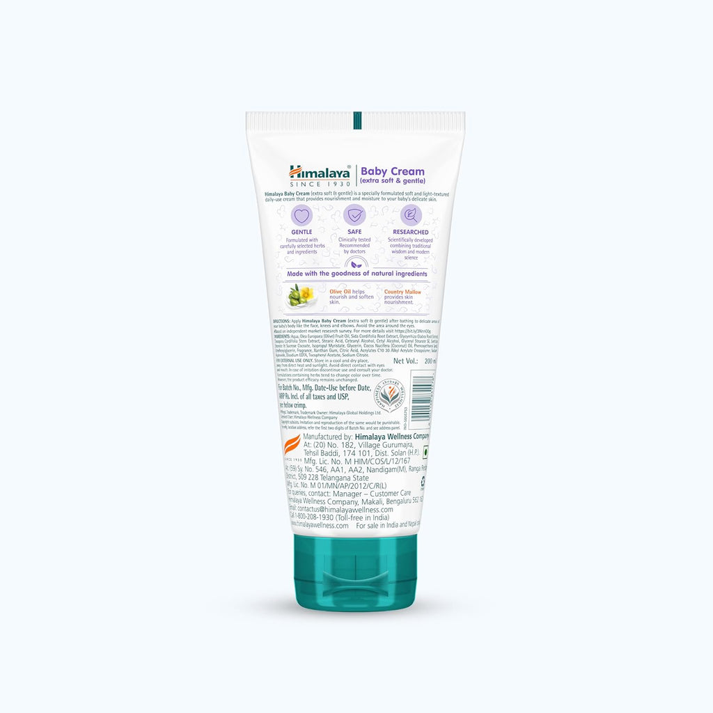 Himalaya Gentle Baby Cream 100ml | No.1 Doctor-Prescribed Brand | Nourishes & Extra Soft Skin | pH 5.5 Formulation | Safe for Newborns