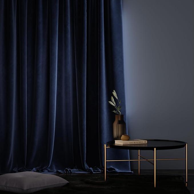 Stoa Paris Curtain for Home Single pc PatternedVelvet Curtain for Door Colour Blue Enigma