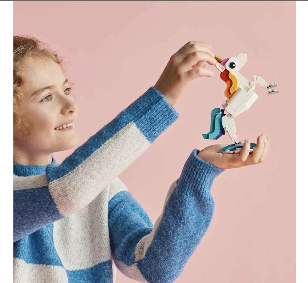 Lego Creator Magical Unicorn 31140 Building Toy Set, with Unicorn, Seahorse and Peacock Models for Kids Aged 7+