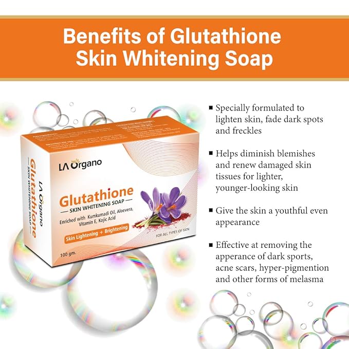 La Organo Glutathione Kumkumadi Skin Lightening & Brightening Soap - 100 Gms | Pack of 3