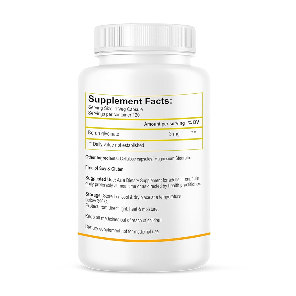 Biotrex Nutraceuticals Boron 3mg | 120 Veg Capsules | Build Strong Bones | Improve Muscle Coordination