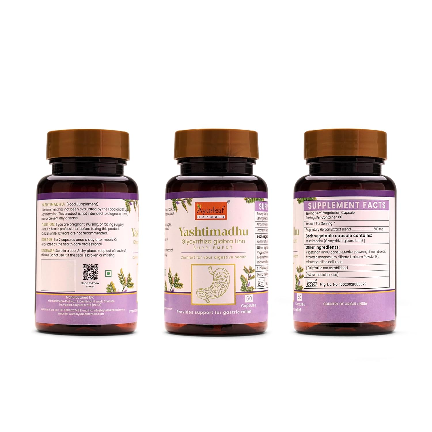 Ayurleaf Herbals Yashtimadhu Capsules | 60 Caps | Pack of 2