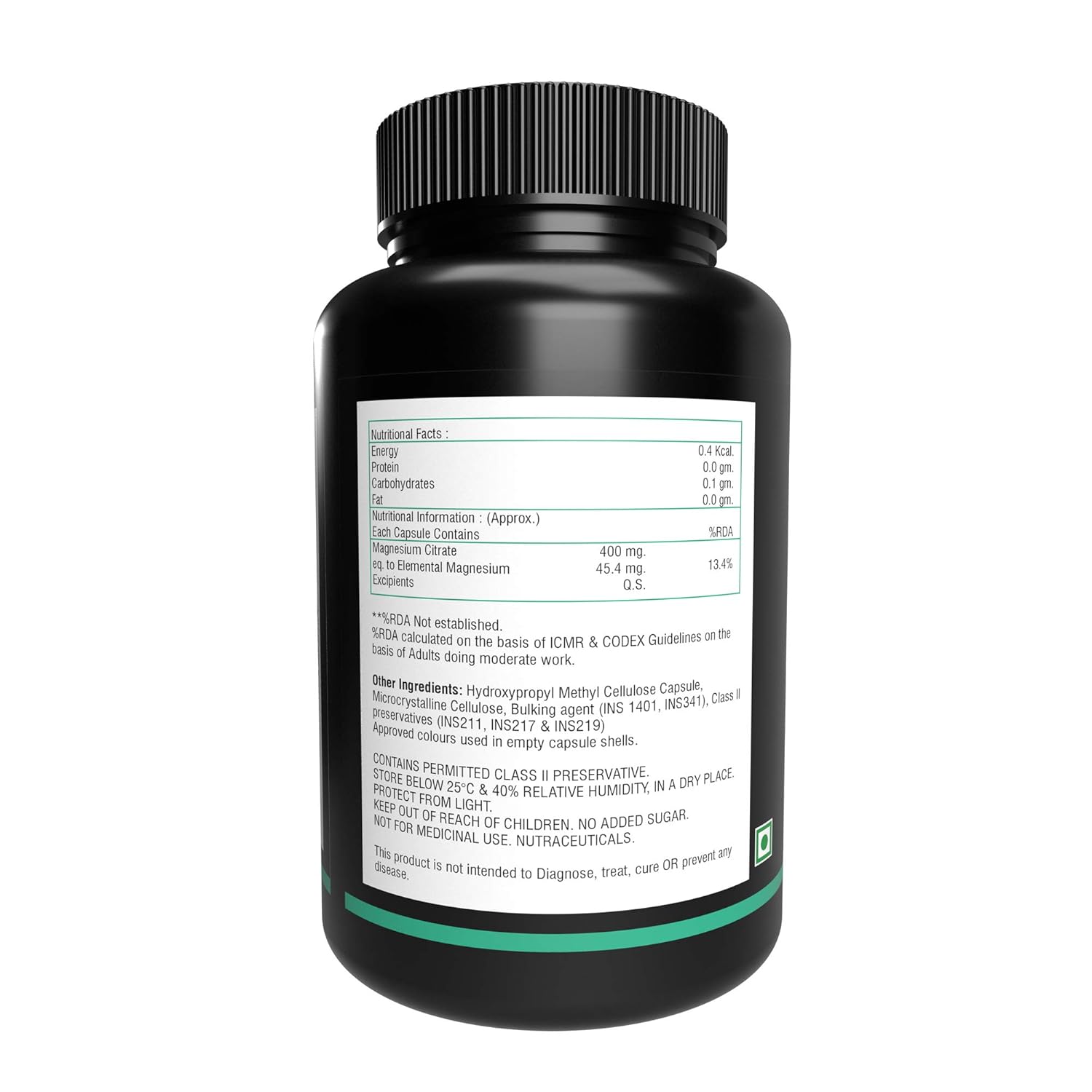 NutritJet Magnesium Citrate Powder Capsules 400mg [120 Caps] Pure Non-GMO Supplements, Natural Sleep Calm Relax