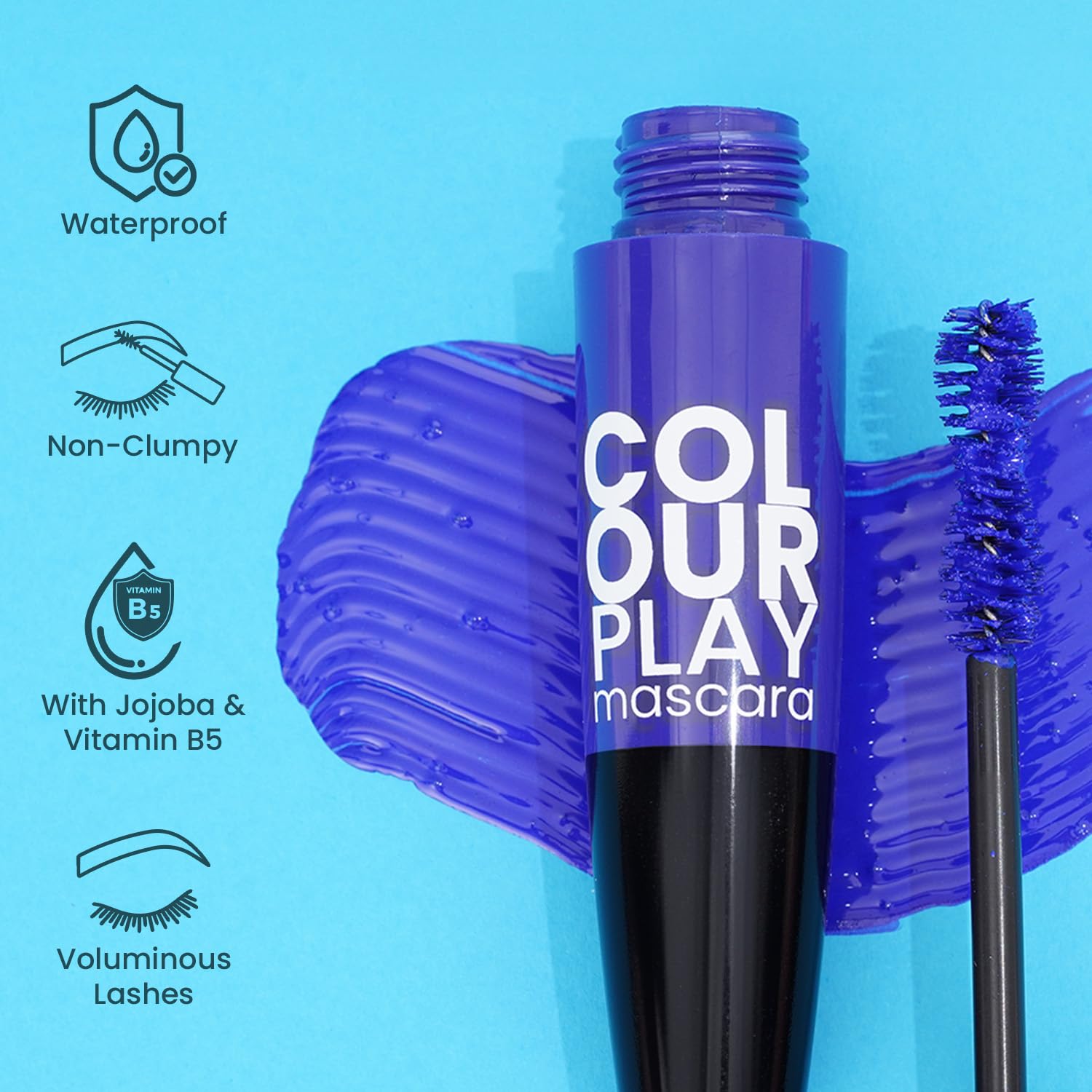 Swiss Beauty Waterproof Volumizing Colour Play Mascara | With Jojoba oil and Vitamin B5 | 6ml, Shade- Green