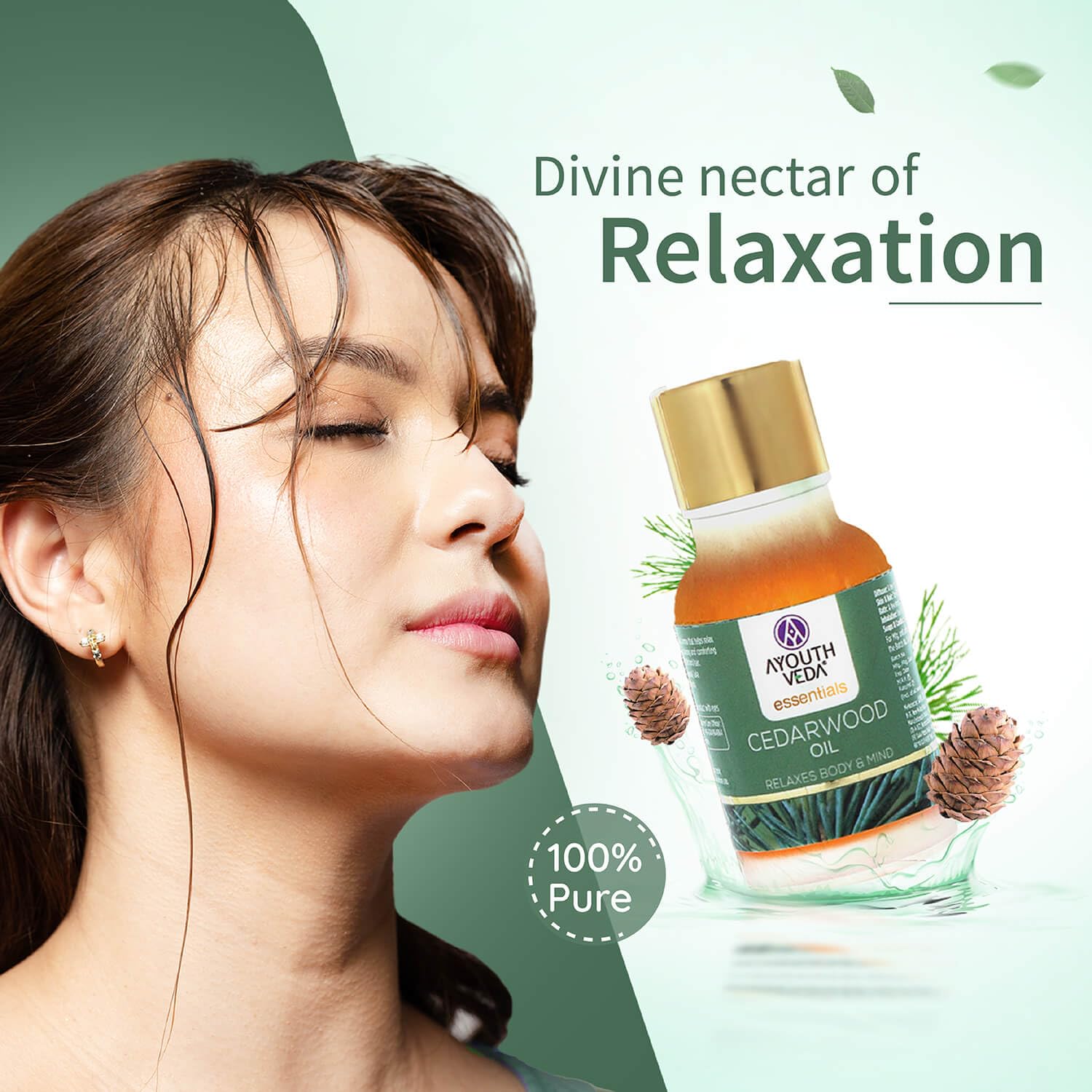 Ayouthveda Cedarwood Essential Oil for Skin & Hair | Aromatherapy Kit for Stress Relief & Relaxation | 100% Pure & Natural Therapeutic Grade |Can Be Used as Air purifier (Pack Of 1; 15ml)