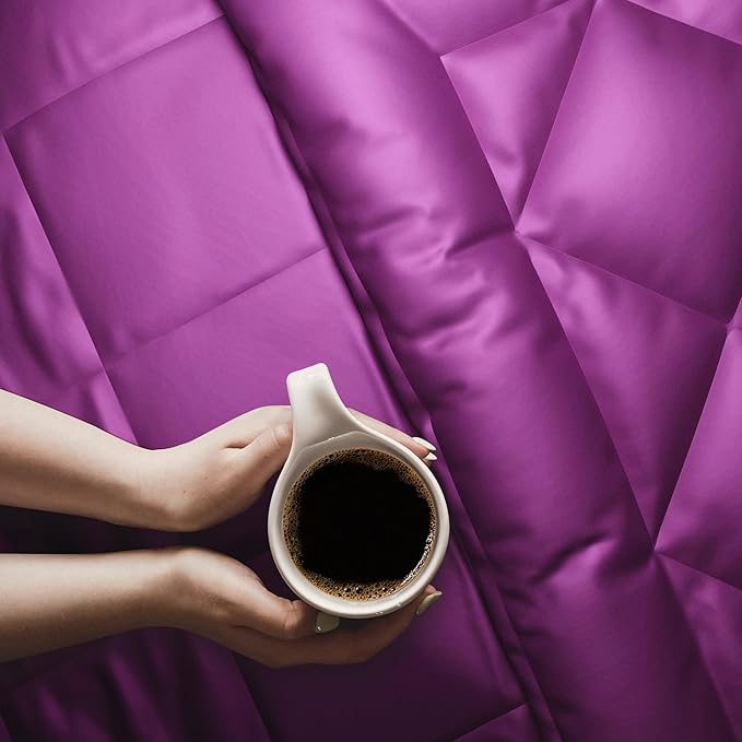 Stoa Paris Satin Comforter Single Bed with 300 TC One Pillow Cover Colour Plum