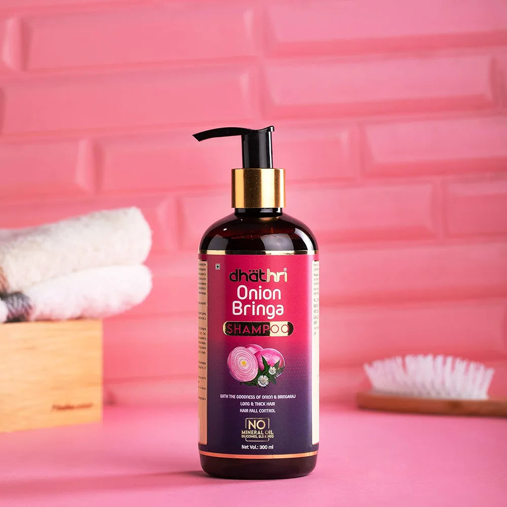 Dhathri Onion Bringa Hair Shampoo Promotes Hair Growth & Controls Hair Fall - 300 ml