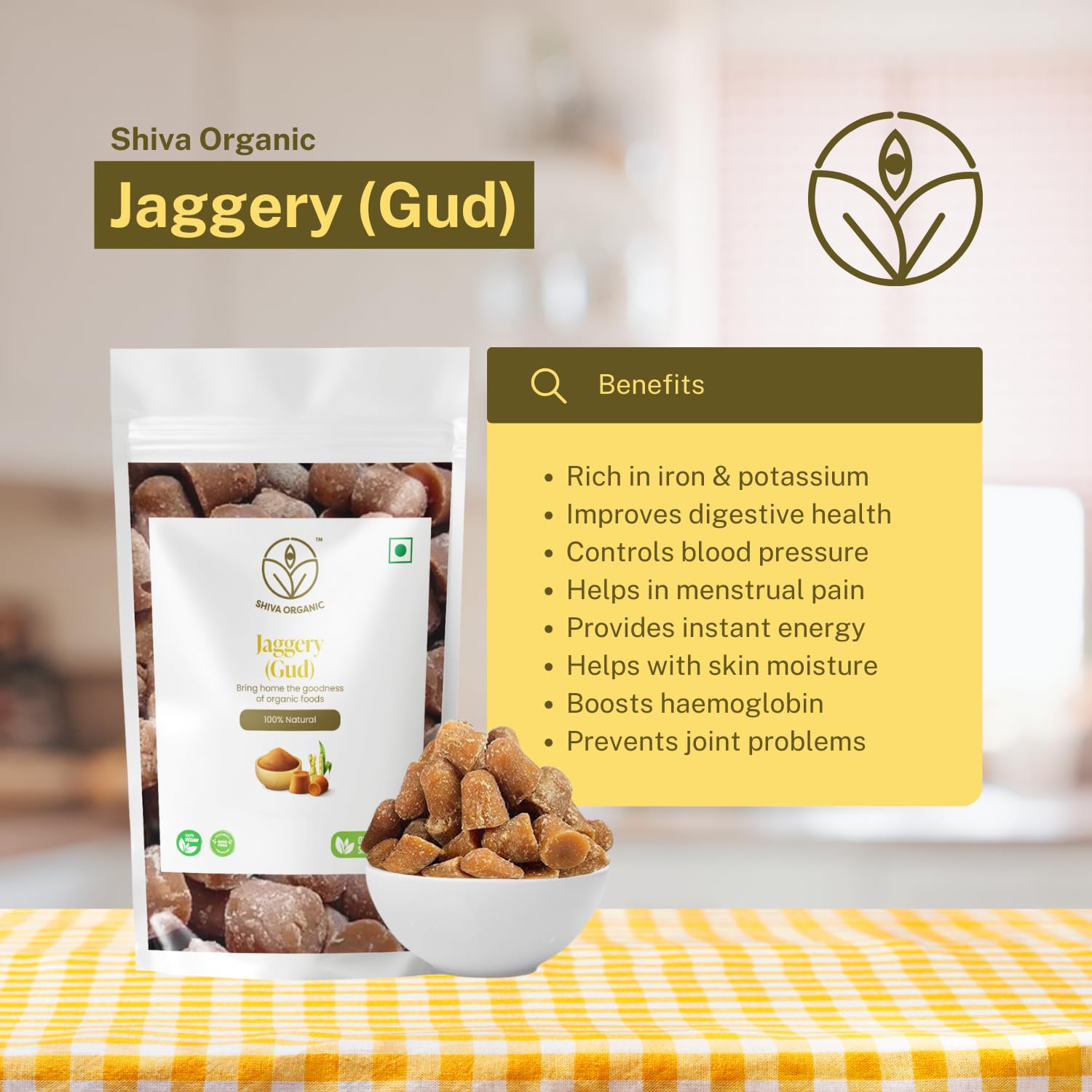 Shiva Organic Jaggery Powder Cubes - 900 gms