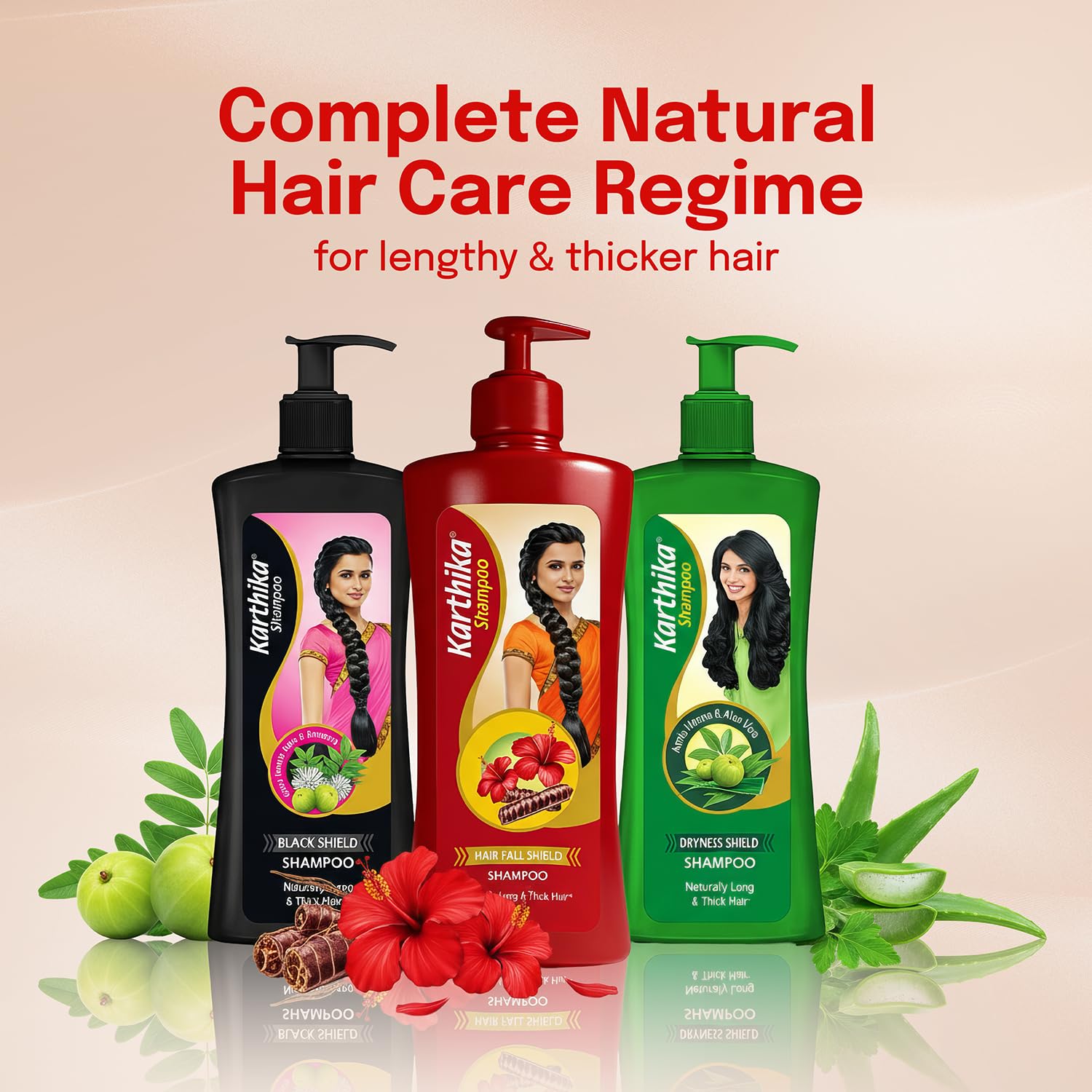 Karthika Hairfall Shield Shampoo with Shikakai & Hibiscus | Herbal Anti-Hairfall Shampoo for Strong & Healthy Hair | Natural Care for Men & Women | 650ml