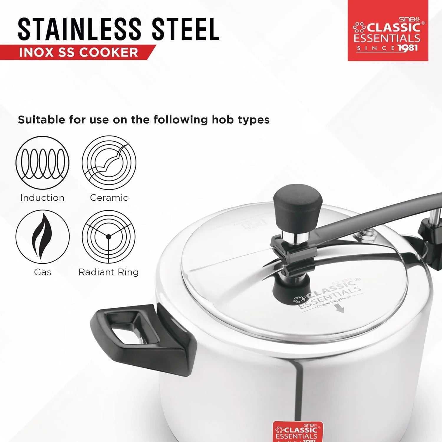 Classic Essentials Inox ProChef Stainless Steel Inner Lid Induction Pressure Cooker 5L