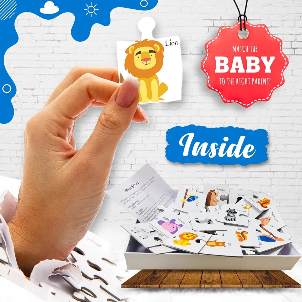 Hello Friend Whose Baby Jigsaw Puzzle? Connecting 2-Piece  for Kids, Childrens and Toddlers – Early Learning Educational