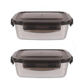 Femora Lunch Box High Steel Rectangle Heavy Duty Airtight Leakproof Unbreakable Storage Container With Lock Lid | 550 Ml | Set of 2
