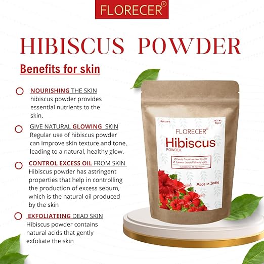 Florecer Hibiscus Powder For Hair Face Organic Powder For Hair - 100 gms