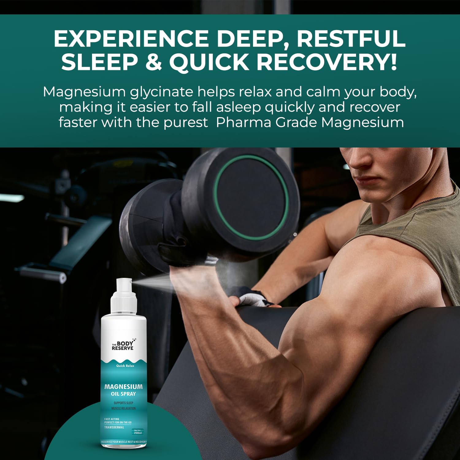 The Body Reserve Magnesium Oil Spray 200ml | Topical Magnesium for Stress Relief, Muscle Relaxation & Deep Sleep | Supports Cramps Recovery, Fitness & Foot Care