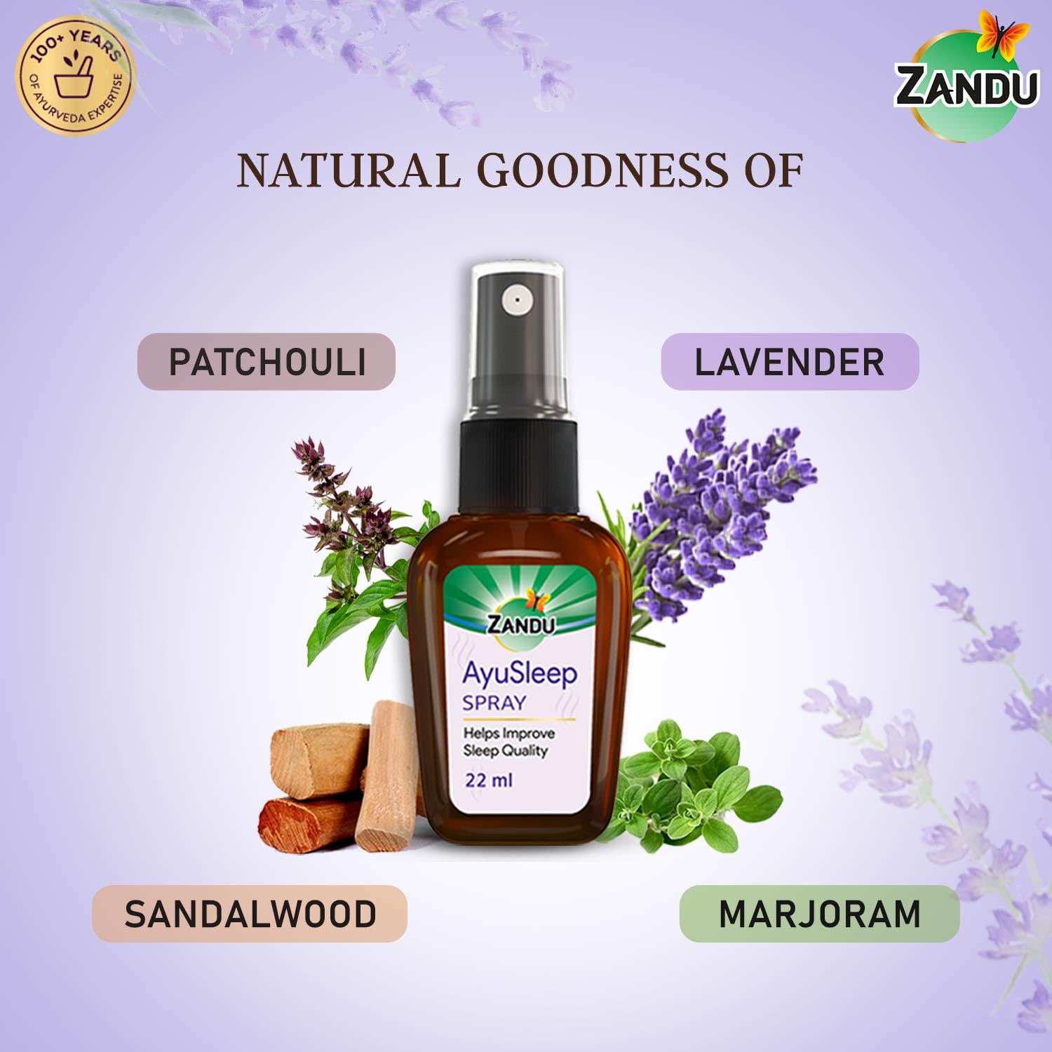 Zandu AyuSleep Spray| Prepared with 100% Natural and Safe to Use Ingredients| Remedy for Sleep disturbances, stress & anxiety (Spray Bottle)