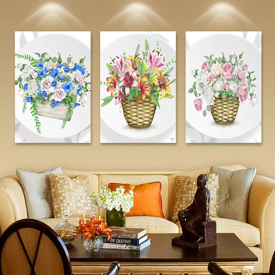 Rangoli MDF 3 Pcs Wall Poster 12x18 Inch Decorative Wall Art P-4 Design-25