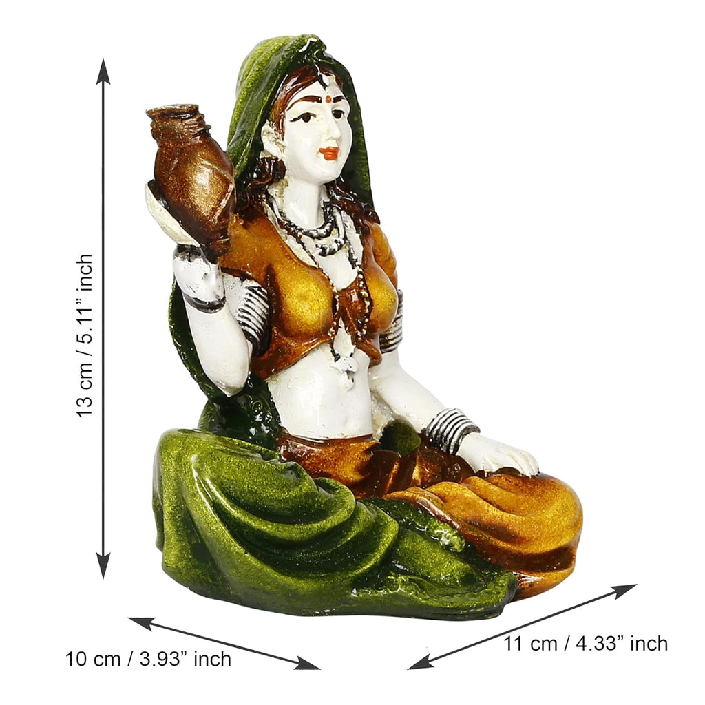 Ecraftindia Colorful Combo of Rajasthani Craftsmen Singing and Lady Playing Musical Instrument Statue