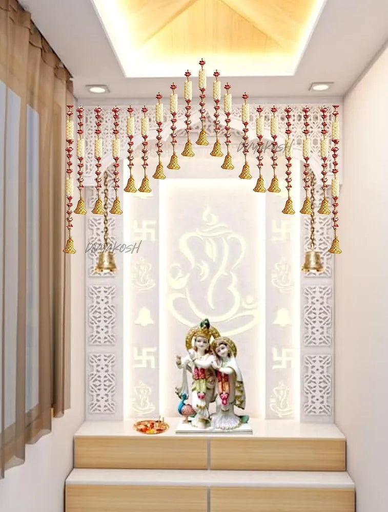 Plastic Khushi Flower and Mogra Hanging Traditional Hanging Latkan Size 3 Ft White