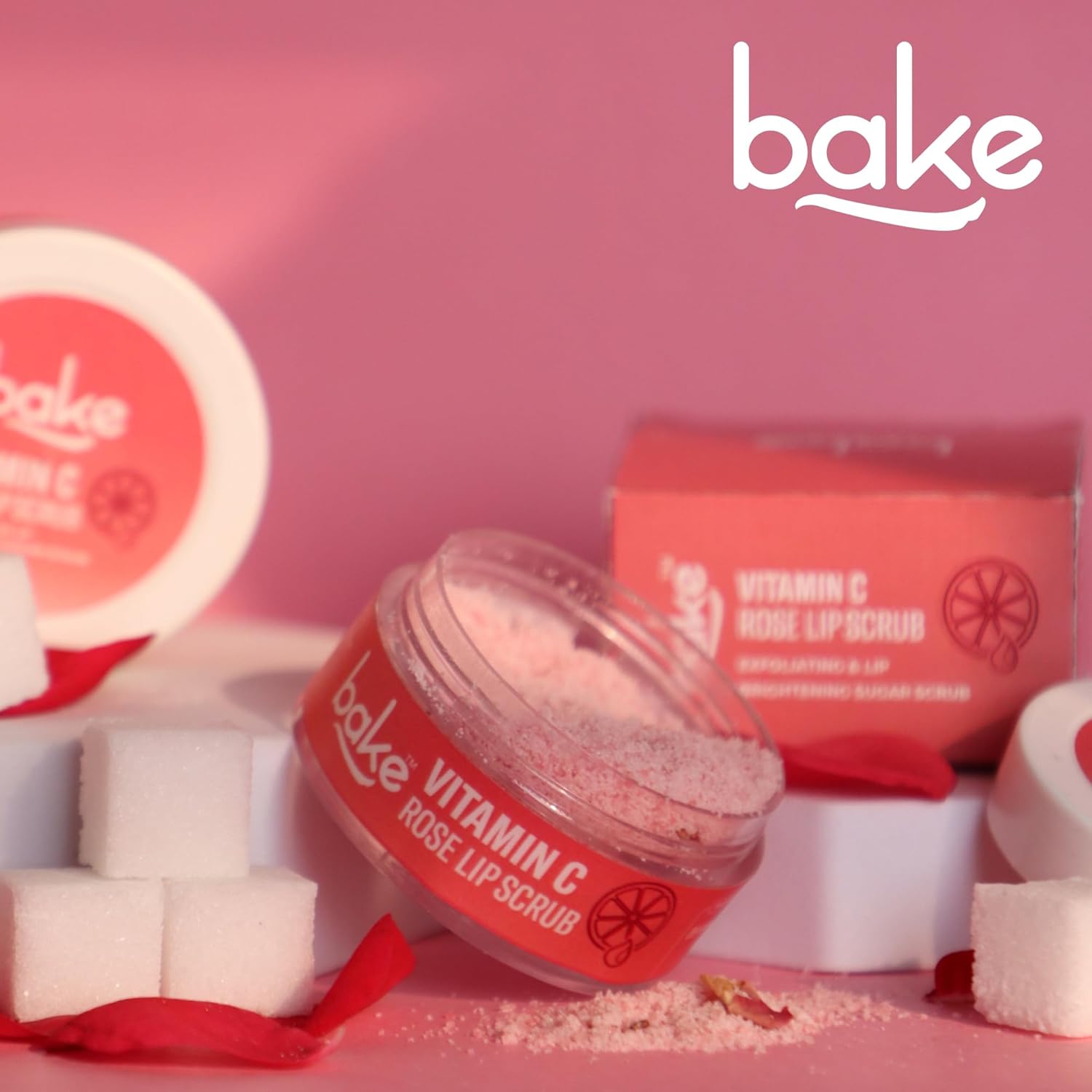 BAKE Vitamin C Lip Scrub | Lip Lightening Scrub for Dark Lips Exfoliation | For Hyperpigmented Lips, Dehydrated Lips, Flaky Lips & Chapped Lips | For Men & Women | 25g