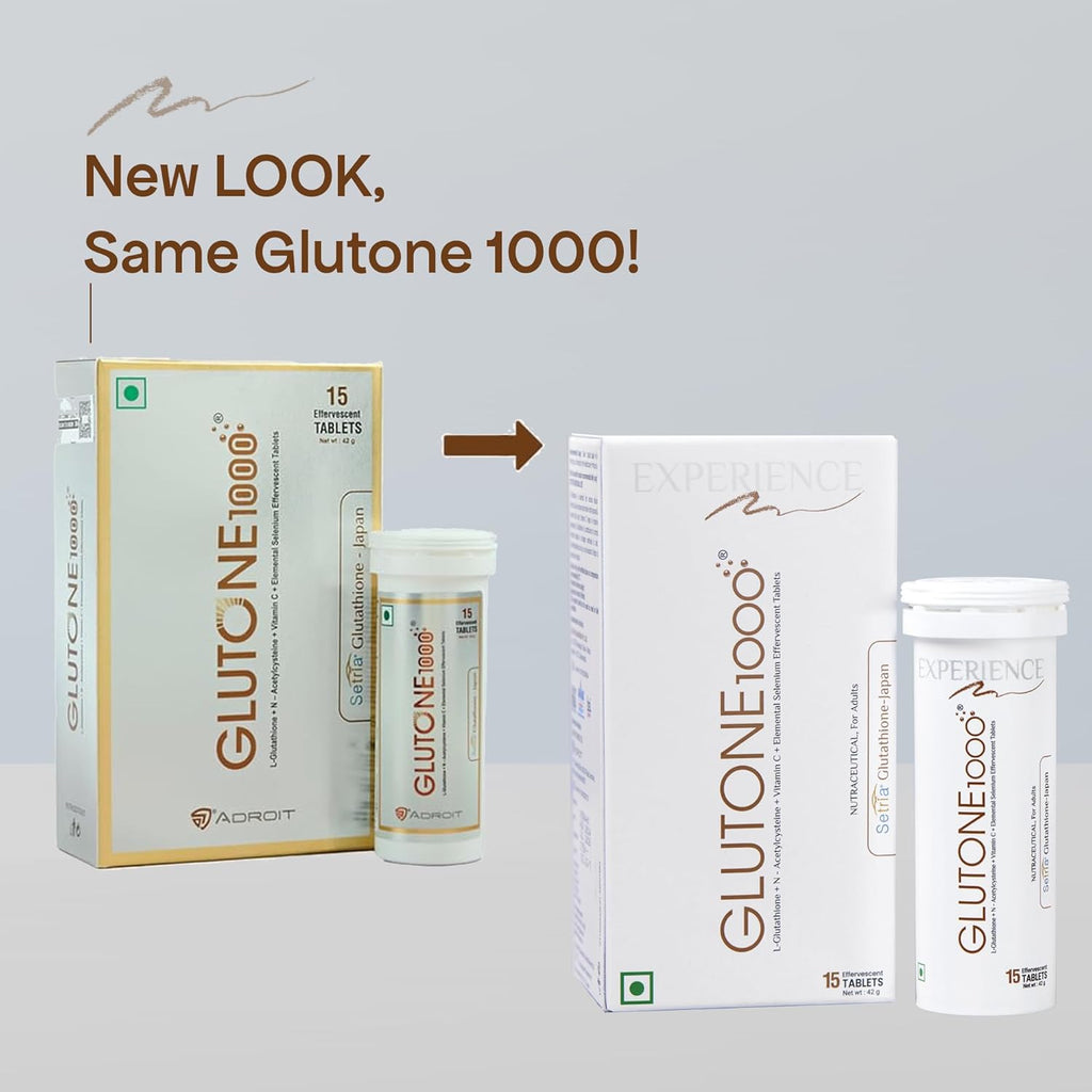 Glutone 1000 Setria L-Glutathione Tablets for Radiant & Clear Skin | 600mg Premium L-Glutathione & Vitamin C | Skin glow Brightening Supplement | 15 Effervescent Tablets | Orange Flavor (Pack of 1)