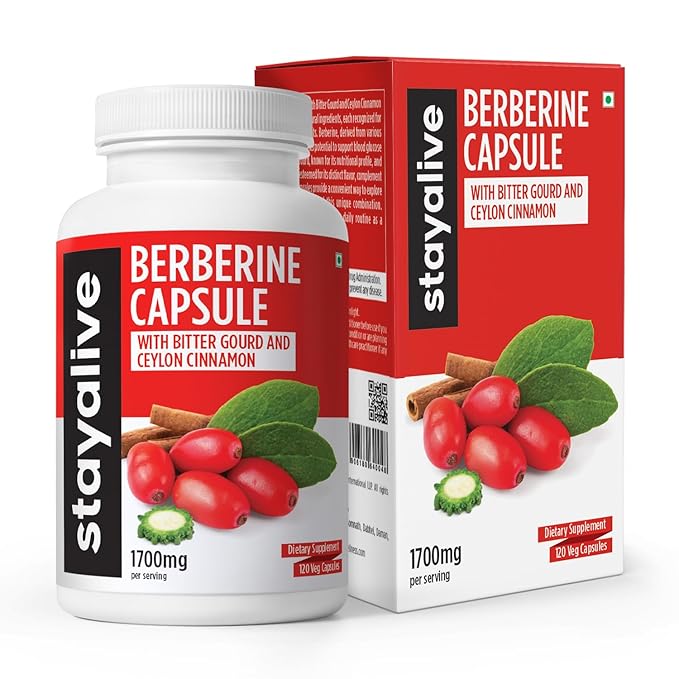 StayAlive Berberine HCL Capsule 43000mg 30:1 Super Extract w Ceylon Cinnamon - 120 caps