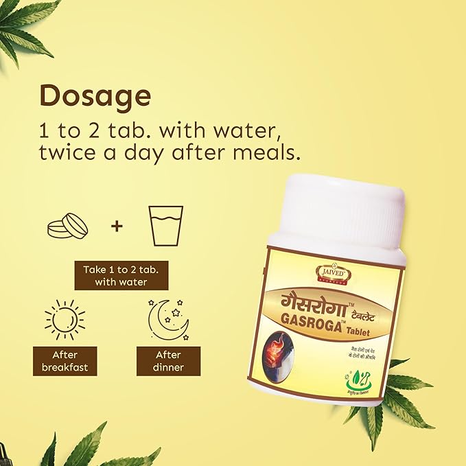 Jaived Ayurveda Gaisroga Tablet | Effective Solution for Gas and Stomach Discomfort | 40 Tablets | Pack of 3