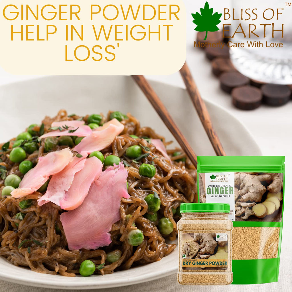 Bliss of Earth Certified Organic Ginger Powder Dry For Tea & Juice, Pure Antioxidant Super food, 250GM