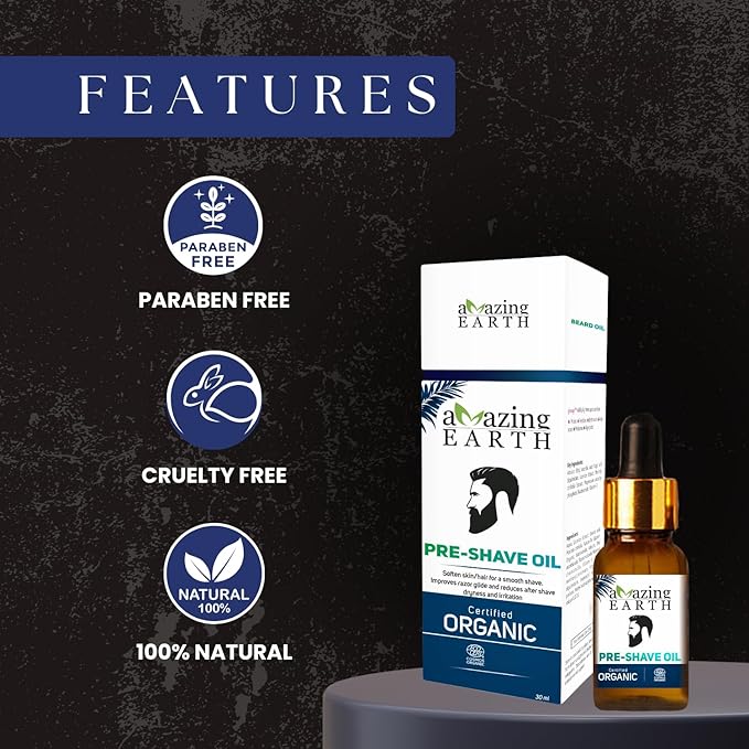 Amazing Earth Certified Organic Pre-Shave Oil - 30 ml