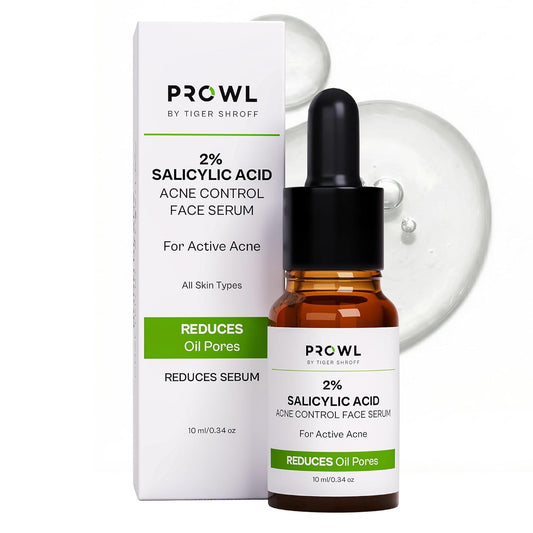 PROWL by Tiger Shroff 2% Salicylic Acid Face Serum for Oily & Acne Prone Skin | Reduces Dark Spots, Pigmentation & Controls Oil for Men | Exfoliating Serum for All Combination Skin | 10ml