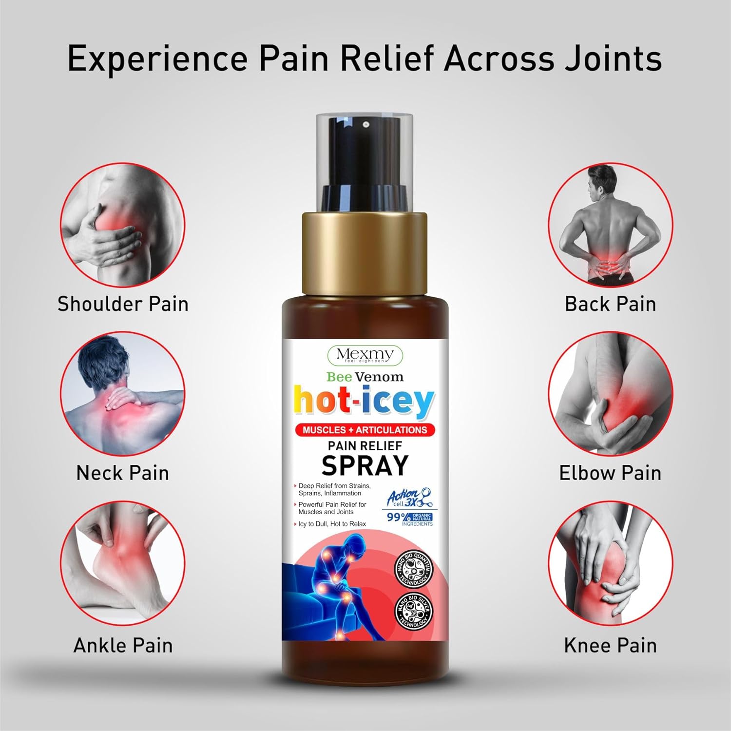 Pain Relief Spray | Hot-Cool Formula For Instant Relief From Back Pain, Leg Pain, Lumbar Pain, Knee Pain, Joint Pain, Sports Injuries, Sleep Support & Muscle Recovery | 100 g