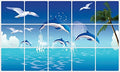 Jaamso Royals Multicolor Nature Design Vinyl Peel and Stick Self Adhesive Wall Sticker Fish