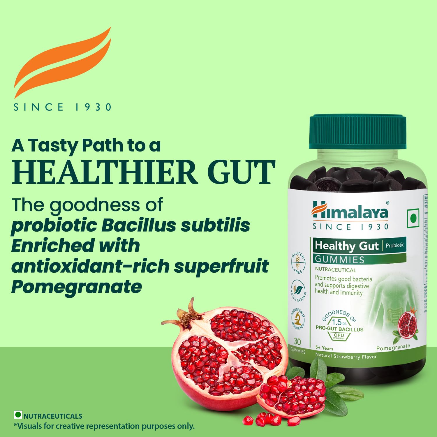 Himalaya Healthy Gut Probiotic Gummies | Pack of 30s | Nutraceutical | Promotes Good Bacteria in the Gut | Supports Digestive Health and Immunity | Natural Strawberry Flavor