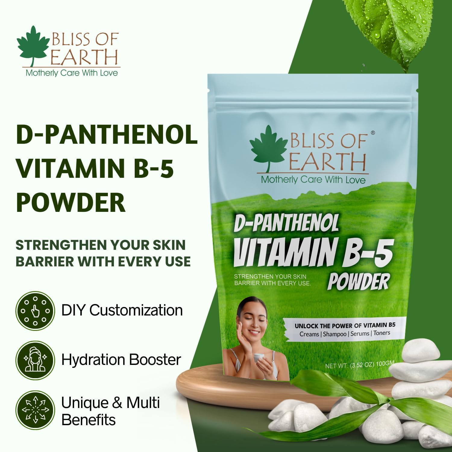 Bliss of Earth D Panthenol Vitamin B5 Powder | Pure & Natural | Skin Brightening, Scalp Hydration, Hair Powder | DIY Creams & Serums 100gm