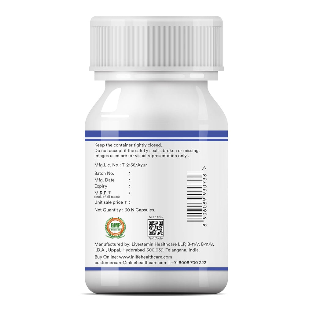 INLIFE Grape Seed Extract (Proanthocyanidins > 95%) Antioxidant, 400 mg - 60 Vegetarian Capsules (Pack of 1, 60)