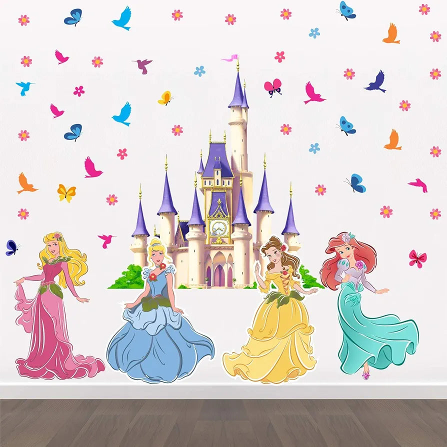 StickMe Princess Castle Birds Butterfly Baby Kids Learning Education Wall Sticker -SM862 -self adhesive