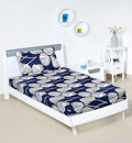 Kuber Industries Cotton Single Bedsheet with 1 Pillow Cover Patta Design Blue