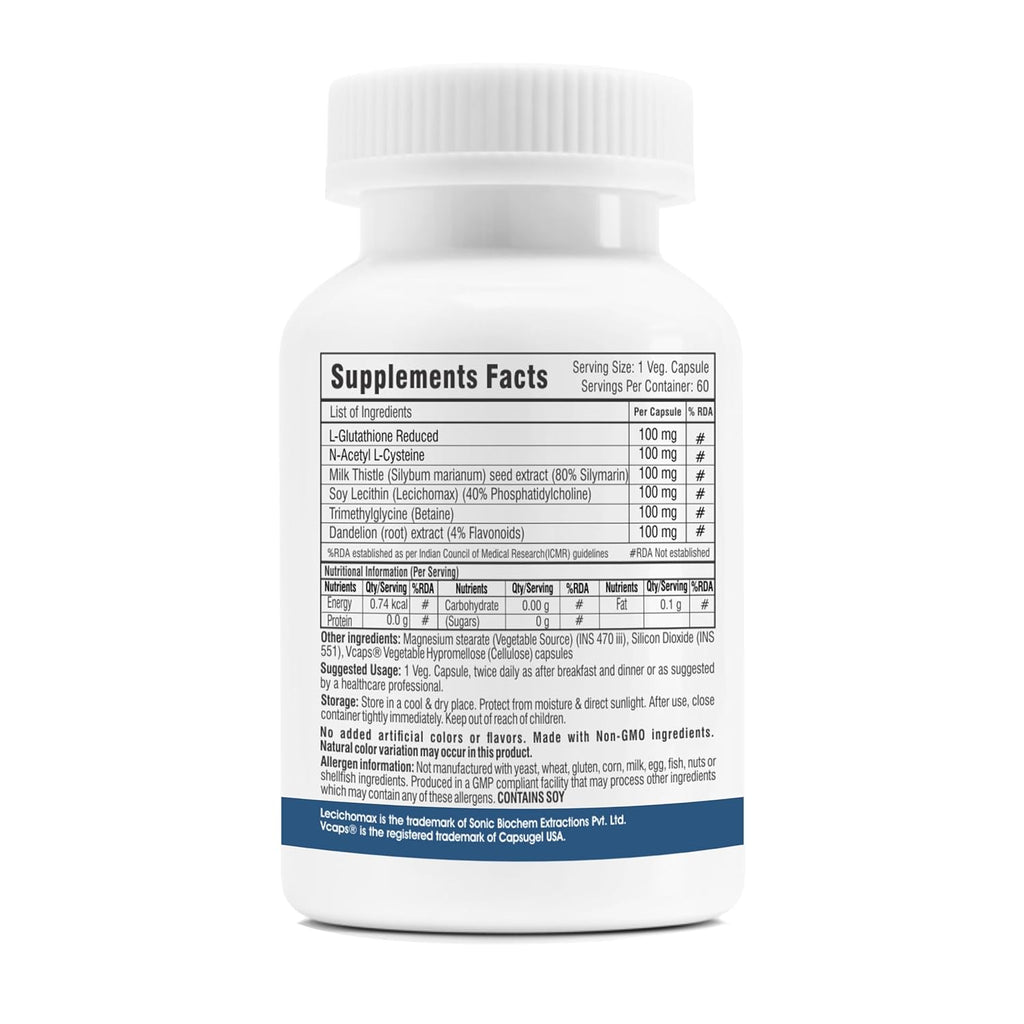 Trexgenics LIVER PRO 6X with L-Glutathione, Silymarin, N-Acetyl L-Cysteine, Phosphatidylcholine, Trimethylglycine (Betaine), Dandelion (60 Veg. Capsules (Pack of 1)