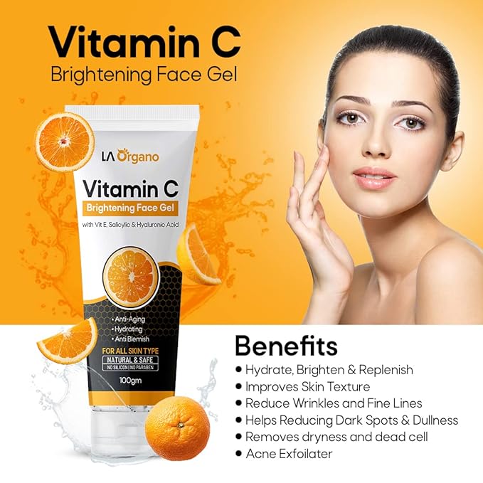 La Organo Vitamin C Brightening Face Gel - 100 Gms | Pack of 3