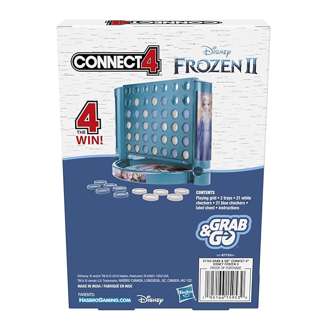 Hasbro Gaming Grab and Go Connect 4 Disney Frozen 2 Edition Game