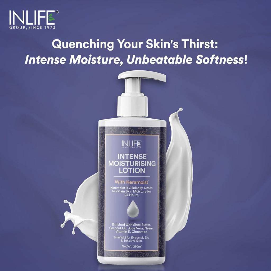 INLIFE Intense Moisturizing Lotion for Dry Skin | Shea Butter Body Lotion | Face, Body | Ultra Hydrating Moisturizer | Bottle with Pump - 250ml