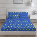 Layers Cotton Rich Bedsheet for Double Bed King Size with Pillow Cover Set 225 TC Blue