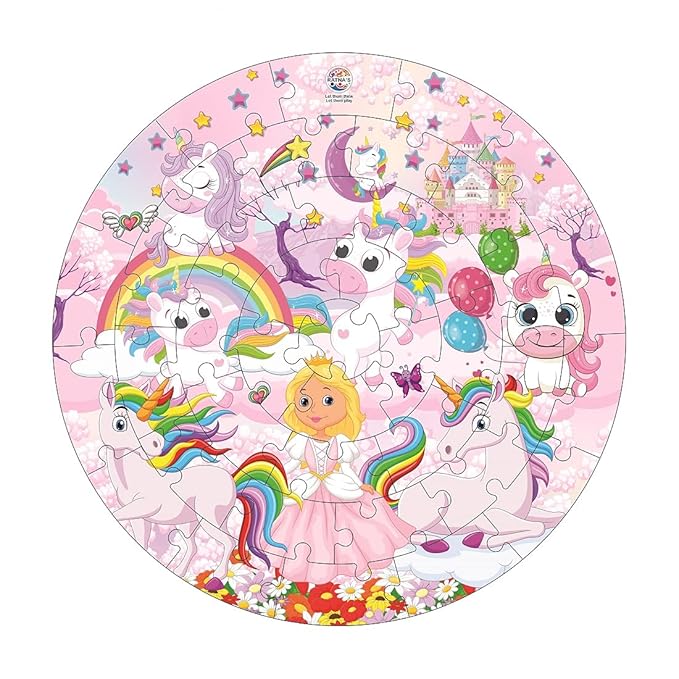 Ratna's Kiddy Round Jigsaw Puzzle for Kids | 40 Pieces Puzzle | Unicorn