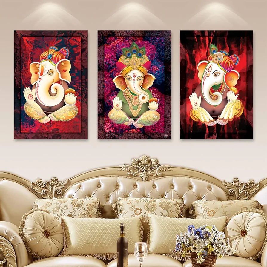 Rangoli MDF 3 Pcs Wall Poster 12x18 Inch Decorative Wall Art P-4 Design-29