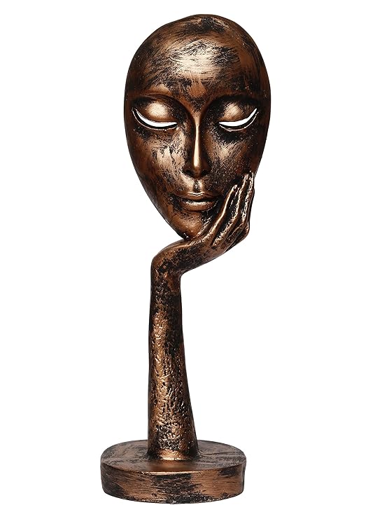 Ecraftindia Rustic Look Thinking Lady Face Handcrafted Polyresin Showpiece