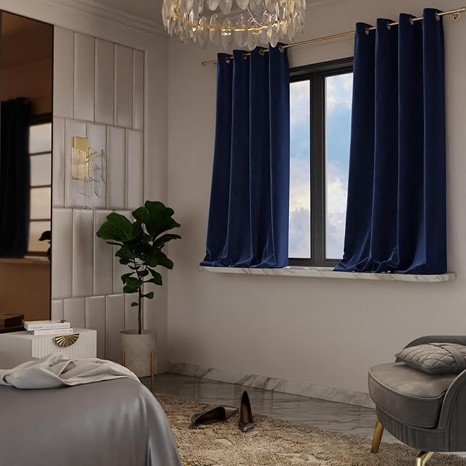 Stoa Paris Curtain for Home Single Pc PatternedVelvet Curtain for Window Colour Blue Enigma
