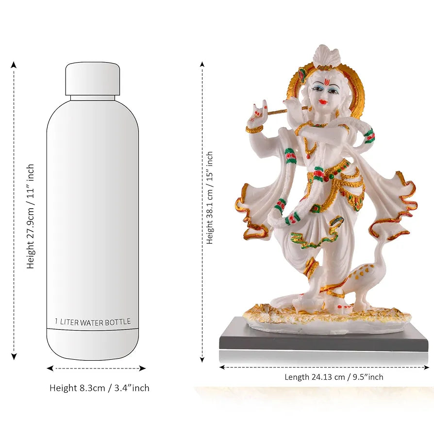 CraftVatika Krishna Playing Flute Standing Idol Statue Marble Dust Krishana Dancing Krishna Ji