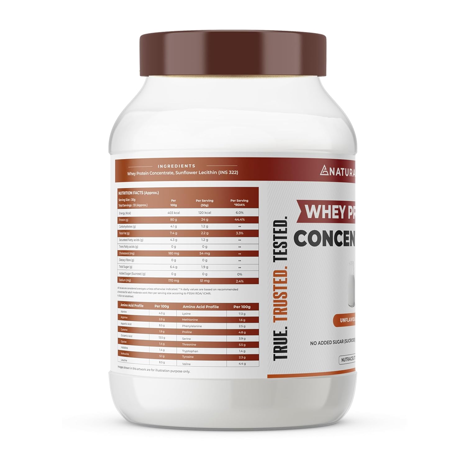 NATURALTEIN Natural Whey Protein Concentrate â€“ 1 kg (Unflavoured) | 24 g Protein per 30 g Serving | Naturally Flavoured, Non-GMO | No Artificial Sweeteners | Light, Smooth & Easy to Digest