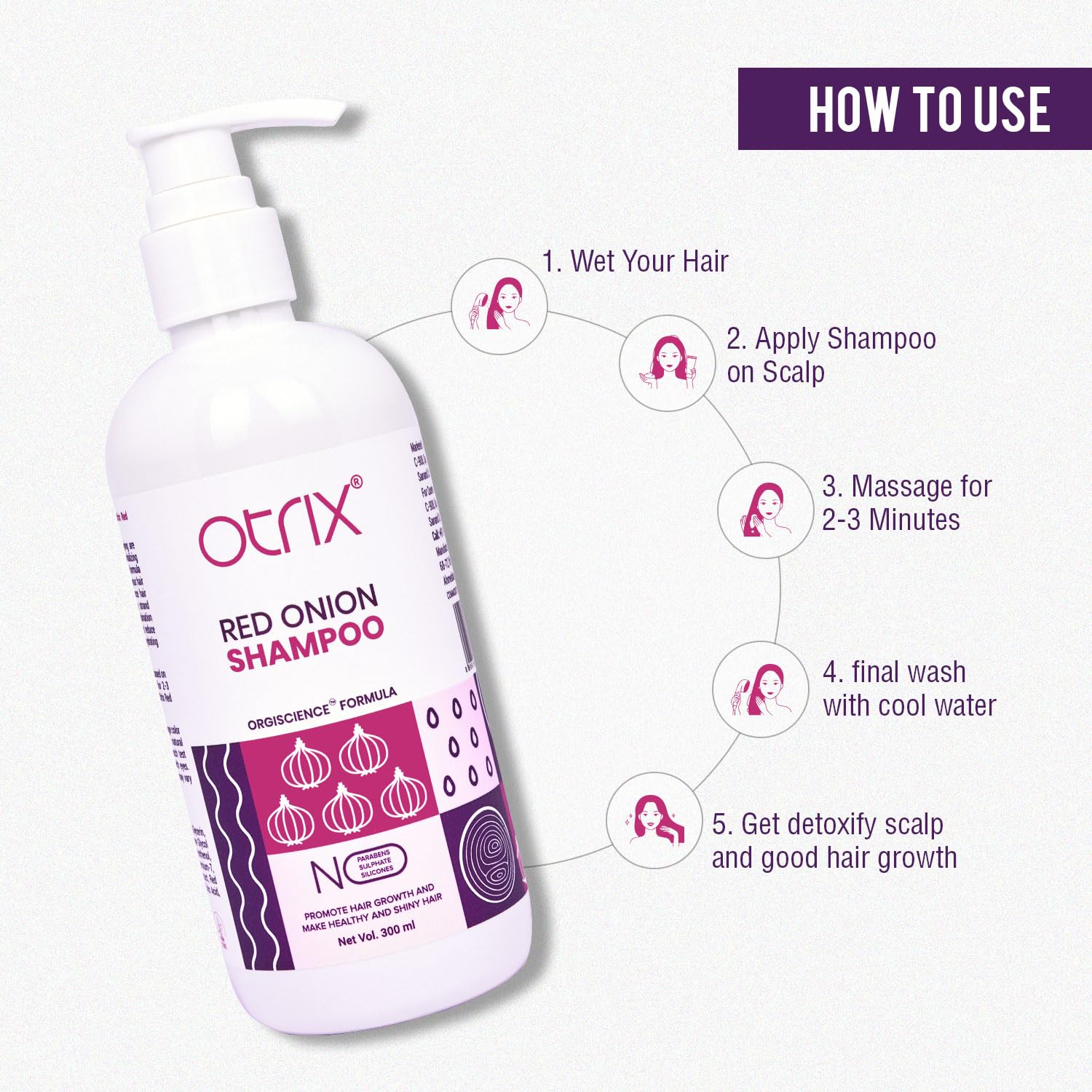 Otrix Red Onion Shampoo - 300 ml