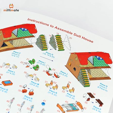 Mittimate Doll House Model Construction Book for Kids Diy Craft Book for Children