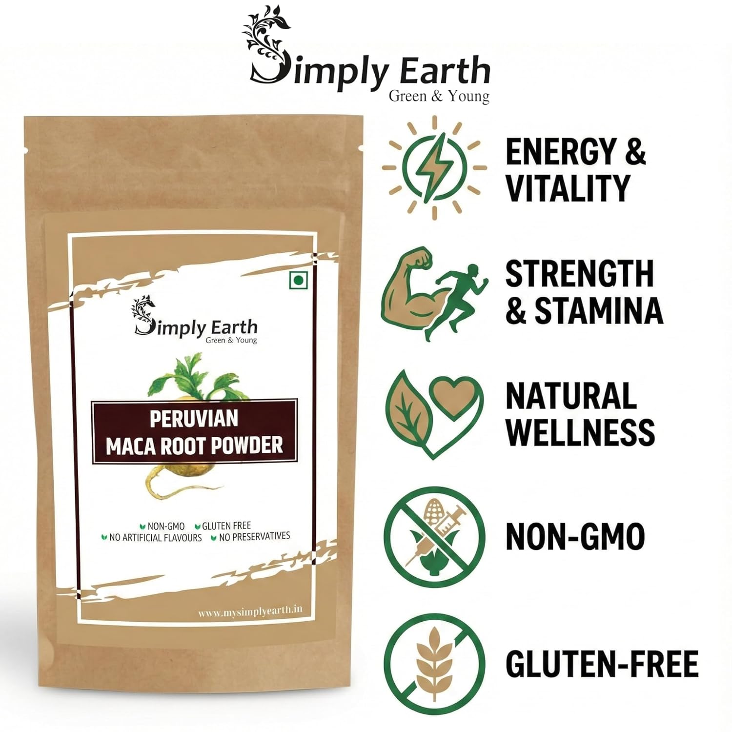 Simply Earth Energy & Immunity Combo - Peruvian Maca Root Powder (100g) & Panax Korean Red Ginseng Powder (100g) | Stress Relief, Muscle Strength & Cognitive Support for Men & Women